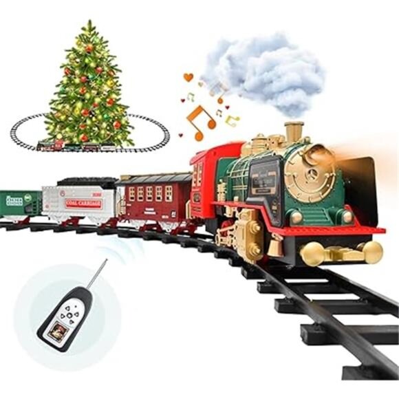 Train Set with Remote Control - Christmas Train Toys - Steam Locomotive - Picture 7 of 7